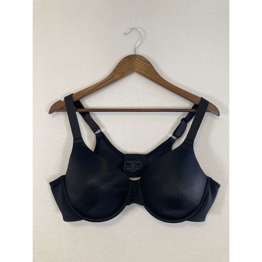 Vanity Fair Black Full Coverage Underwire Bra 44C Style 76380